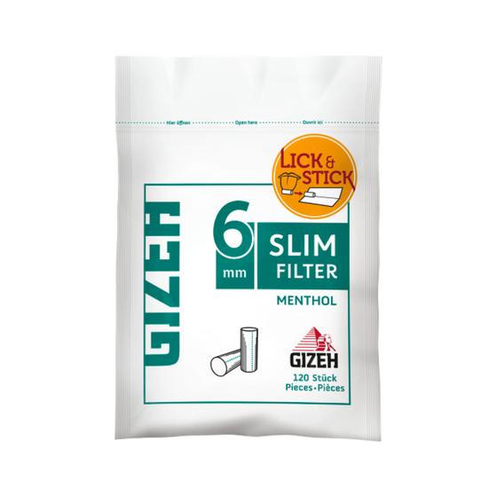 Filtros Gizeh Slim Menthol Con Pegamento 6mm